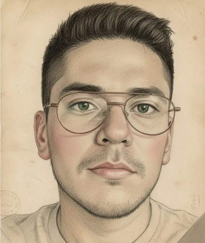 Transforma la foto en un dibujo artístico a lápiz (carboncillo), con trazos realistas y sombreado detallado. Algunos elementos deben tener toques sutiles de color suave para crear un contraste artístico. El fondo debe ser papel envejecido, con textura orgánica, tonos sepia y un aspecto antiguo, como un boceto clásico conservado en el tiempo.